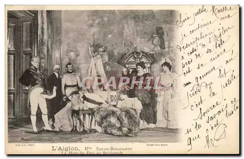 Cartes postales L&#39Aiglon Mme Sarah Bernhardt La mort du duc de Reichstadt (theatre)