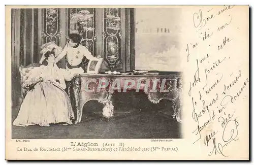 Cartes postales L&#39Aiglon Mme Sarah Bernhardt le duc de Reichstadt et l&#39archiduchesse (theatre)