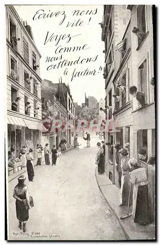 Cartes postales Ecrivez nous voyez comme nous attendons le facteur