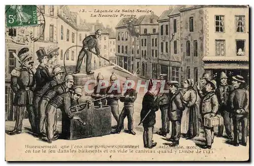 Cartes postales La legende de Saint Saulge La nouvelle pompe (pompiers fireman firemen fire feu)