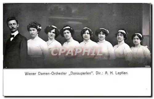 Ansichtskarte AK Wiener Dame Orchester Donauperlen Dir A H Leptien (musique orchestre Autriche)