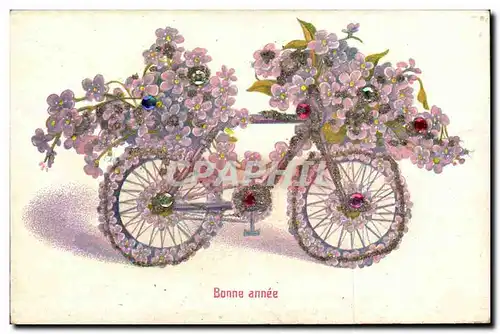 Ansichtskarte AK Fantaisie Bonne annee (velo bicyclette)