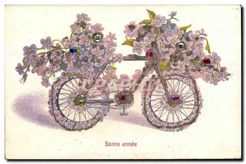 Cartes postales Fantaisie Bonne annee (velo bicyclette)