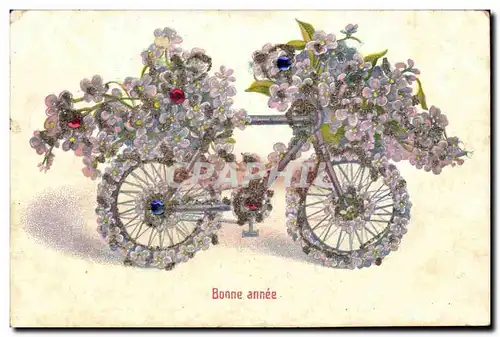 Cartes postales Fantaisie Bonne annee (velo bicyclette)