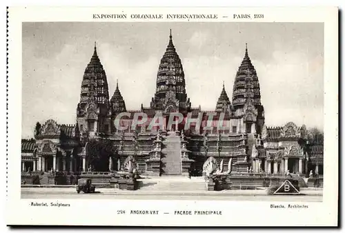 Cartes postales Exposition coloniale Paris 1931 Temple Angkor Vat Facade principale