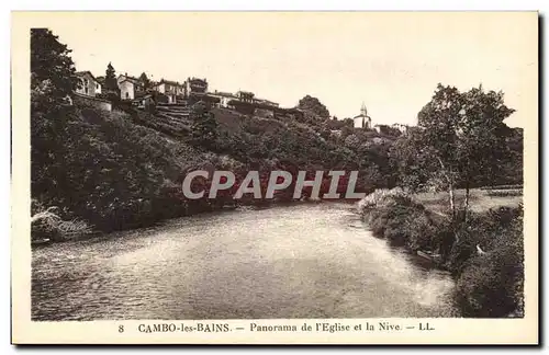 Cambo les Bains - Panorama de l&#39Eglise et la Nive - Cartes postales