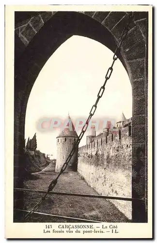 Carcassonne - La Cite - Les Fosses - Le Pont Levis - Cartes postales