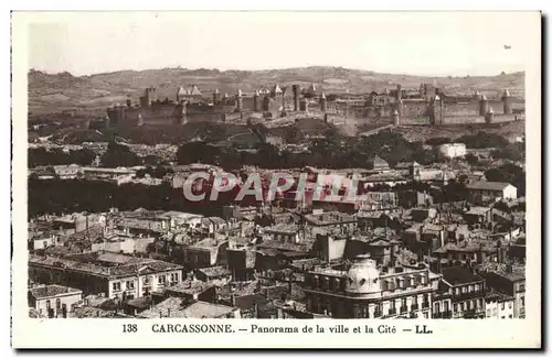 Carcassonne - Panorama de la Vile et la Cite - Ansichtskarte AK