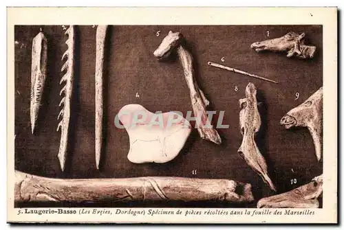 Laugerie Basse - Grotte du Grand Roc - Selection des pieces recoltees dans la fouille de Marseilles