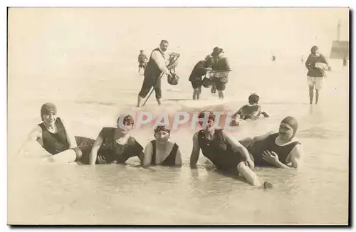 CARTE PHOTO Fort Mahon - L&#39Heure du bain - Cartes postales