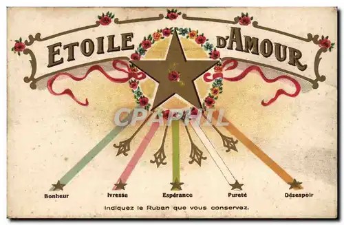 Voeux - Etoile d&#39Amour - Indiquez le Ruban que vous conservez - Cartes postales