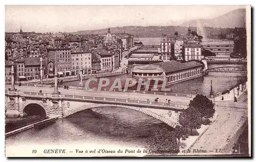 Suisse Geneve Ansichtskarte AK Vue a vol d&#39oiseau du pont