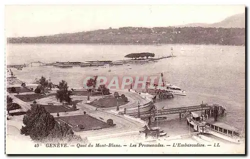 Suisse Geneve Cartes postales Quai du Mont Blanc Les promenades L&#39embarcadere