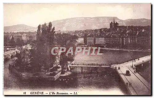 Suisse Geneve Cartes postales L&#39ile Rousseau