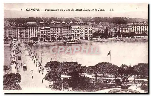 Suisse Geneve Ansichtskarte AK Perspective du pont du Mont Blanc et le jura