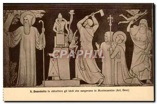 Italie Italia Cartes postales Montecassino fa abbattere gli idoli che sorgevano in Monteccasino (art Beur)