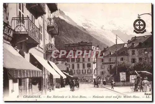 Chamonix Cartes postales Rue nationale et Mont Blanc