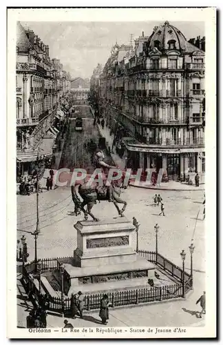 Cartes postales Orleans Rue de la Republique Statue de Jeanne d&#39arc