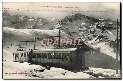 Cartes postales Luchon Le plateau de Superbagneres Arrivee du funiculaire Train