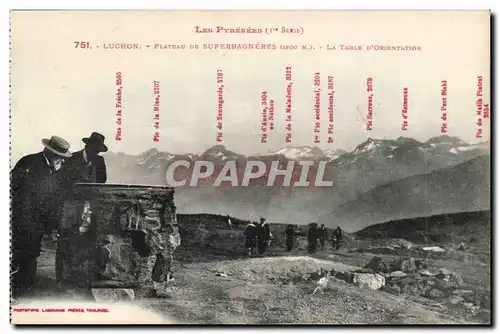 Cartes postales Luchon Plateau de Superbagneres La table d&#39orientation