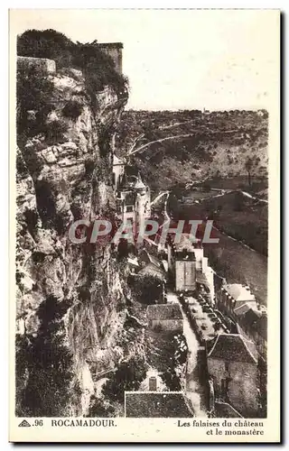 Rocamadour - Les Falaises du Chateau - La Monastere Ansichtskarte AK