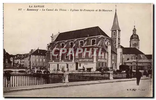 Annecy - Le Canal de Thiou Eglise St Francois et Saint Maurice - Ansichtskarte AK