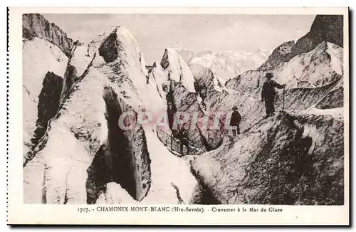 Ansichtskarte AK Chamonix Mont Blanc Crevasses a la mer de glace