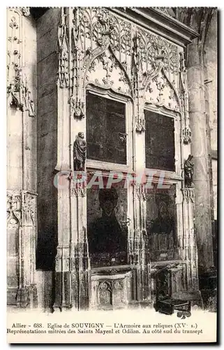 Souvigny Cartes postales Armoire aux reliques Representations des Saints Mayenl et Odilon Au cote sud du transep