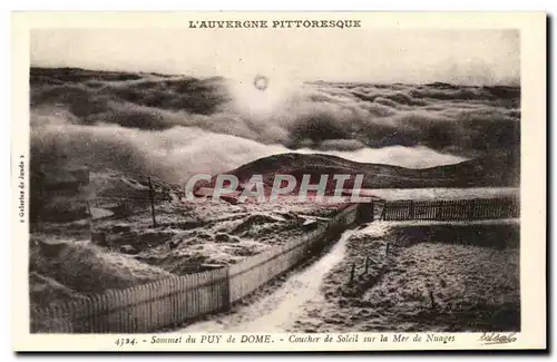 Puy de Dome - Coucher de Soleil sur la mer de Nuages - Cartes postales