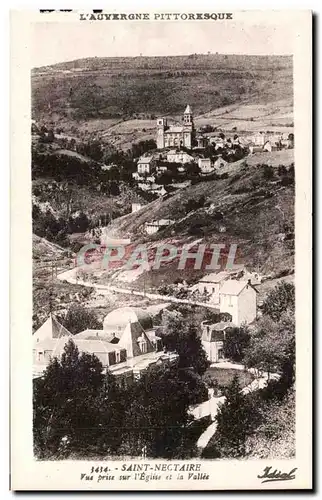 Ansichtskarte AK Auvergne Saint Nectaire Vue prise sur l&#39eglise et la vallee