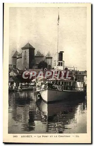 Annecy Ansichtskarte AK Le port et le chateau (bateau)