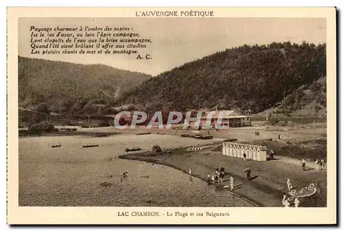 Auvergne Cartes postales Lac Chambon La plage et les baigneurs