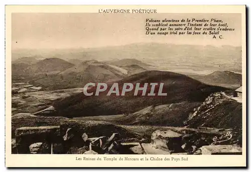 Auvergne Cartes postales Les ruines du temple de Mercure et la chaine des Puys Sud