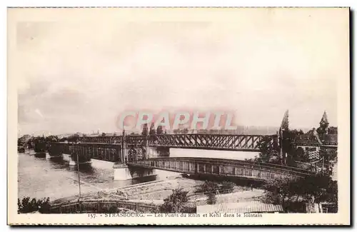 Strasbourg Cartes postales Les ponts du Rhin et Kehl dans le lointain