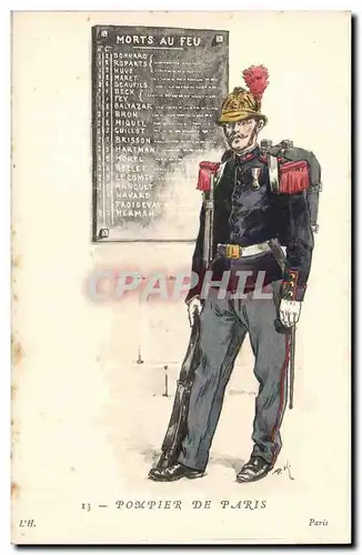 Ansichtskarte AK Illustrateur Uniforme Pompier de Paris (metier fireman)