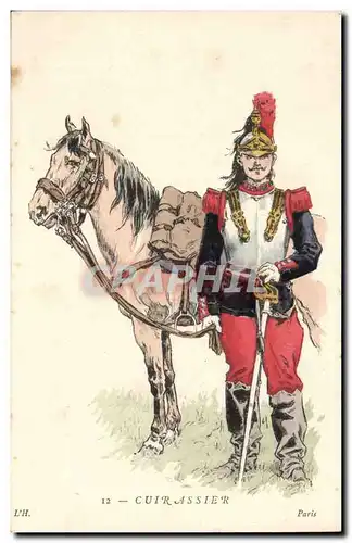 Ansichtskarte AK Illustrateur Uniforme Cuirassier a cheval (militaria)