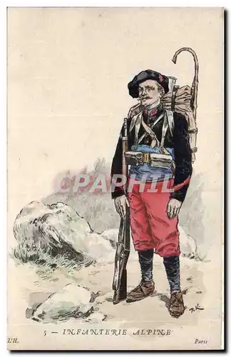 Ansichtskarte AK Illustrateur Uniforme Infanterie alpine (militaria)