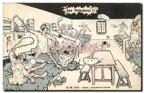 Cartes postales Illustrateur Aux polochons (militaria)