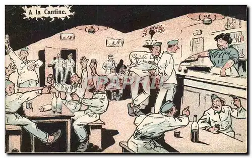 Cartes postales Illustrateur A la cantine (militaria)