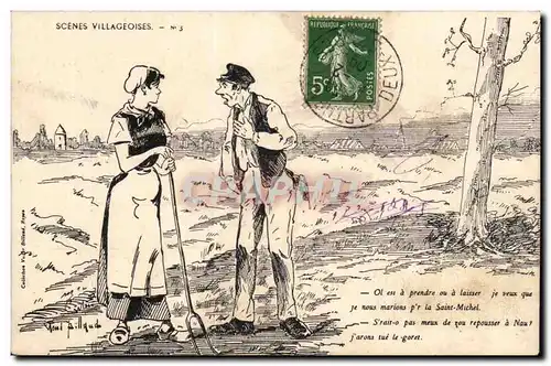 Cartes postales Illustrateur Scenes villageoises j&#39aurons tue le goret cochon pig Paysans Folklore