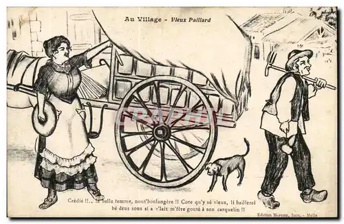 Cartes postales Illustrateur Au village Vieux paillard Boulangere