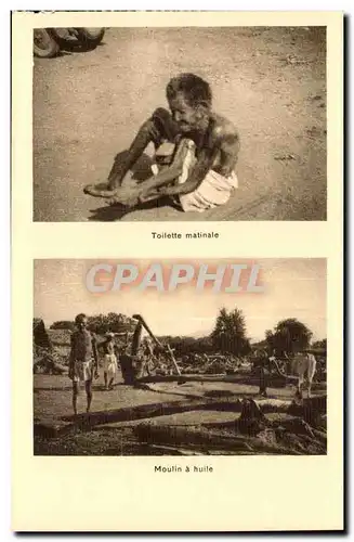 Inde - India - Mission Etrangeres - Coloniale - Toilet matinale - Moulin a Huile - oil pump - Ansichtskarte AK