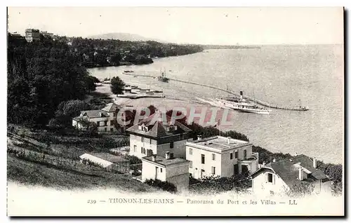 Thonon les Bains - Panorama du Port et les Villas - Cartes postales