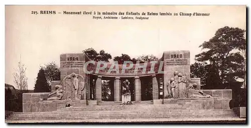 Reims - Monument eleve a la Memoire des Enfants de Reims tombes au Champ D&#39honneur - Ansichtskarte AK