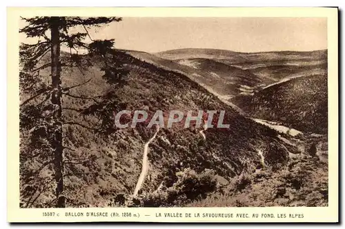 Ballon D&#39Alsace - La Vallee de la Savoreuse avec au fond les Alpes Cartes postales