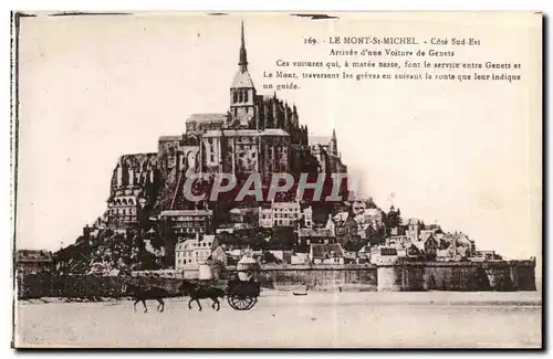 Le Mont Saint Michel - Cote Sud Est - Arrivee d&#39une voiture de Genets - cheval - horse - Cartes postales