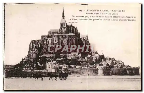 Le Mont Saint Michel - Cote Sud Est - Arrivee d'une voiture de Genets - cheval - horse - Cartes postales