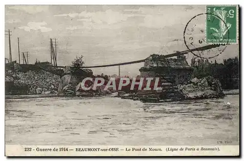 Beaumont sur Oise - Guerre de 1914 - Le Pont de Mours - Bridge Ligne de Paris a Beauvais Cartes postales