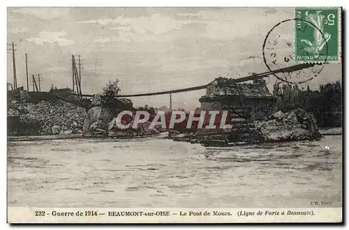 Beaumont sur Oise - Guerre de 1914 - Le Pont de Mours - Bridge Ligne de Paris a Beauvais Ansichtskarte AK