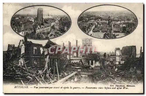 Bethune - Vue Panoramique avant et apres la Guerre - - Cartes postales